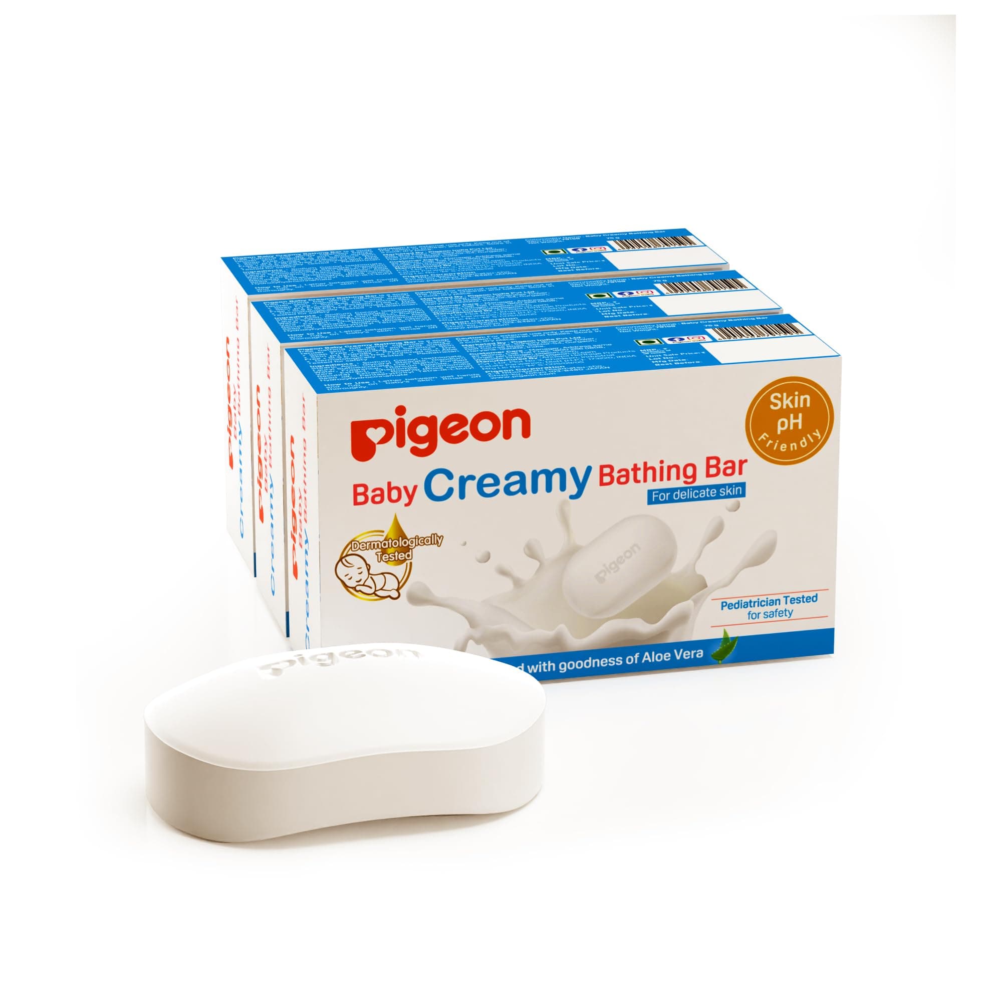 Pigeon Baby Creamy Bathing Bar 75g Pack of 3 | Mild Baby Soap