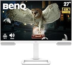 BenQ EW2790U 27”(68.58 cm) 4K UHD 3840x2160 IPS Entertainment Monitor with 95% P3| AI Contrast| 5Wx2 treVolo Speakers| USB Type-C (65W PD)| 3xHDMI|Usb Hub|60Hz|Ergonomic Design|Display Pilot 2|(White)