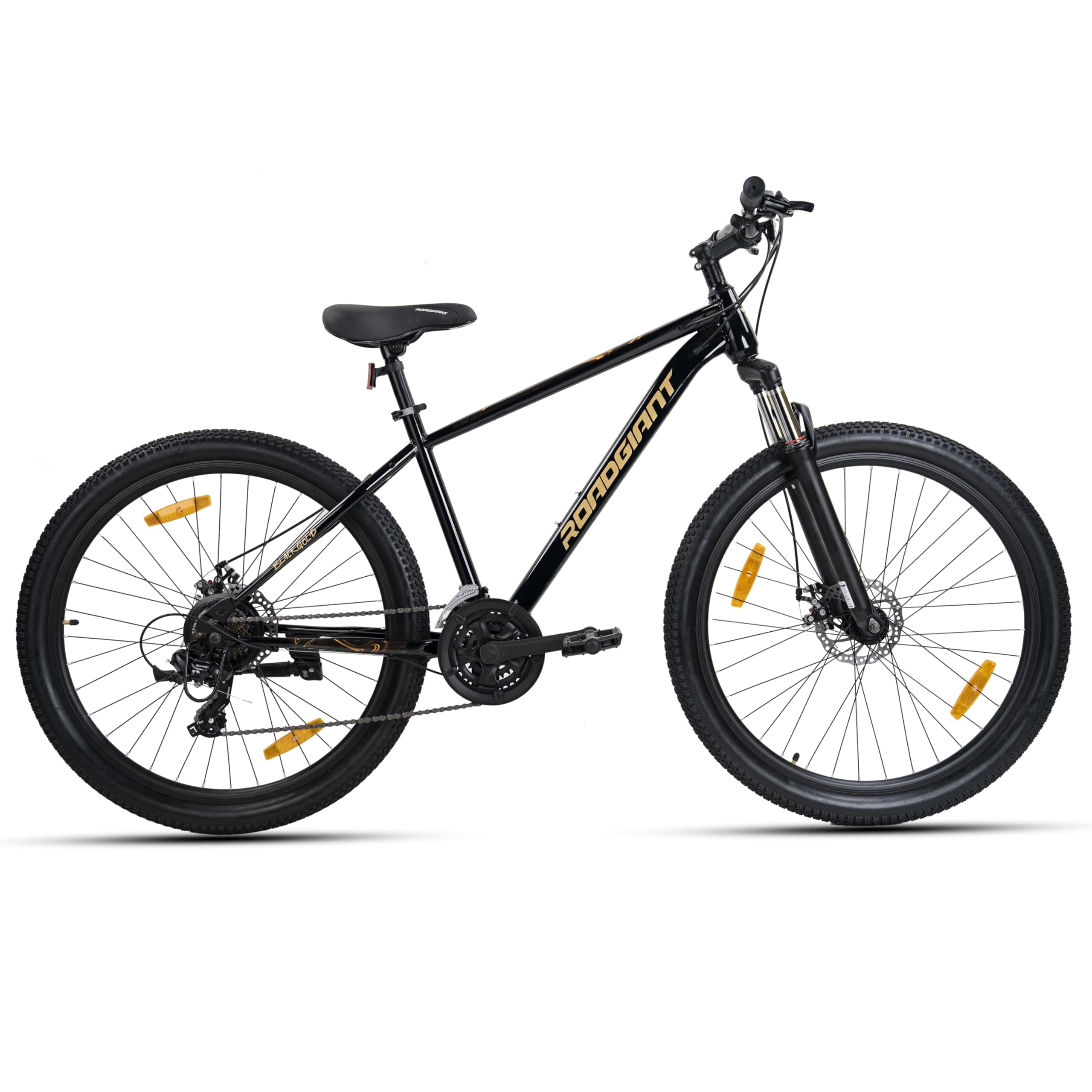 ROADGIANT|| BLACKGOLD-29T||21 Speed Shimano|| Premium Steel Frame||14+ Age ||Chrome Suspension|| Dual DISC ||Z Black