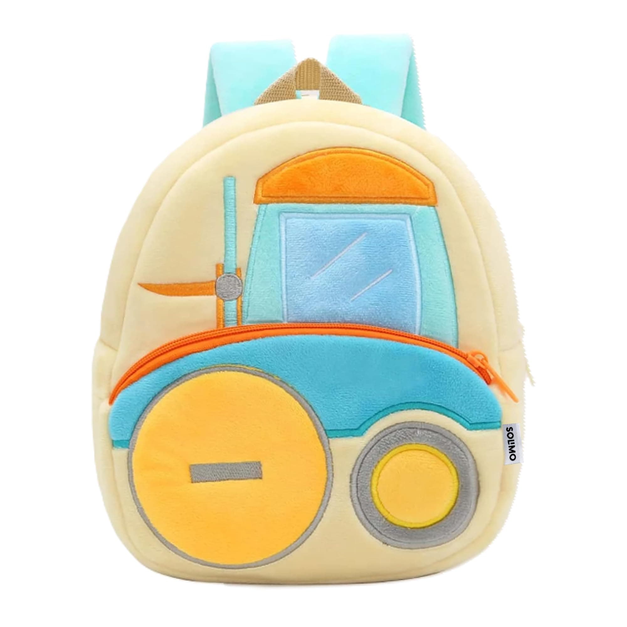 Amazon Brand - Solimo Velvet Toddler Backpack For Girls And Boys 2-6, Preschool Kindergarten Backpack, Cute Kids Backpacks, Forklift Backpacks For Kids (10L_Multi Colour)