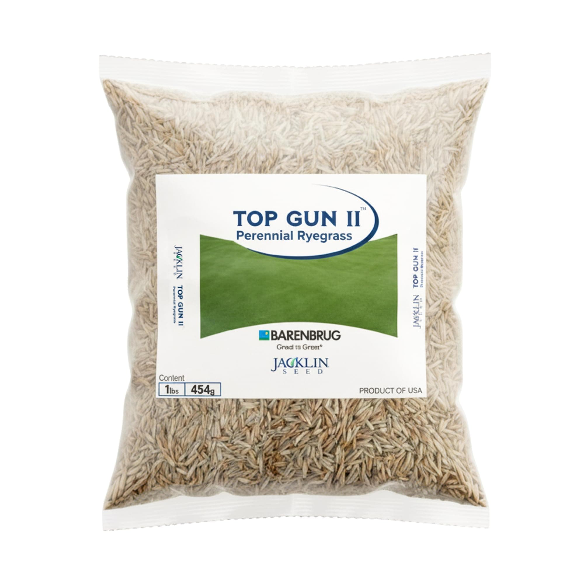 Jacklin Top Gun II Perennial Ryegrass Seeds | Jacklin By Barenbrug | Premium Imported Grass Seeds for Lawn, Garden, Landscapes, Bungalows & Farmhouses | High Traffic Tolerant | 1 Lbs | 454 Grams