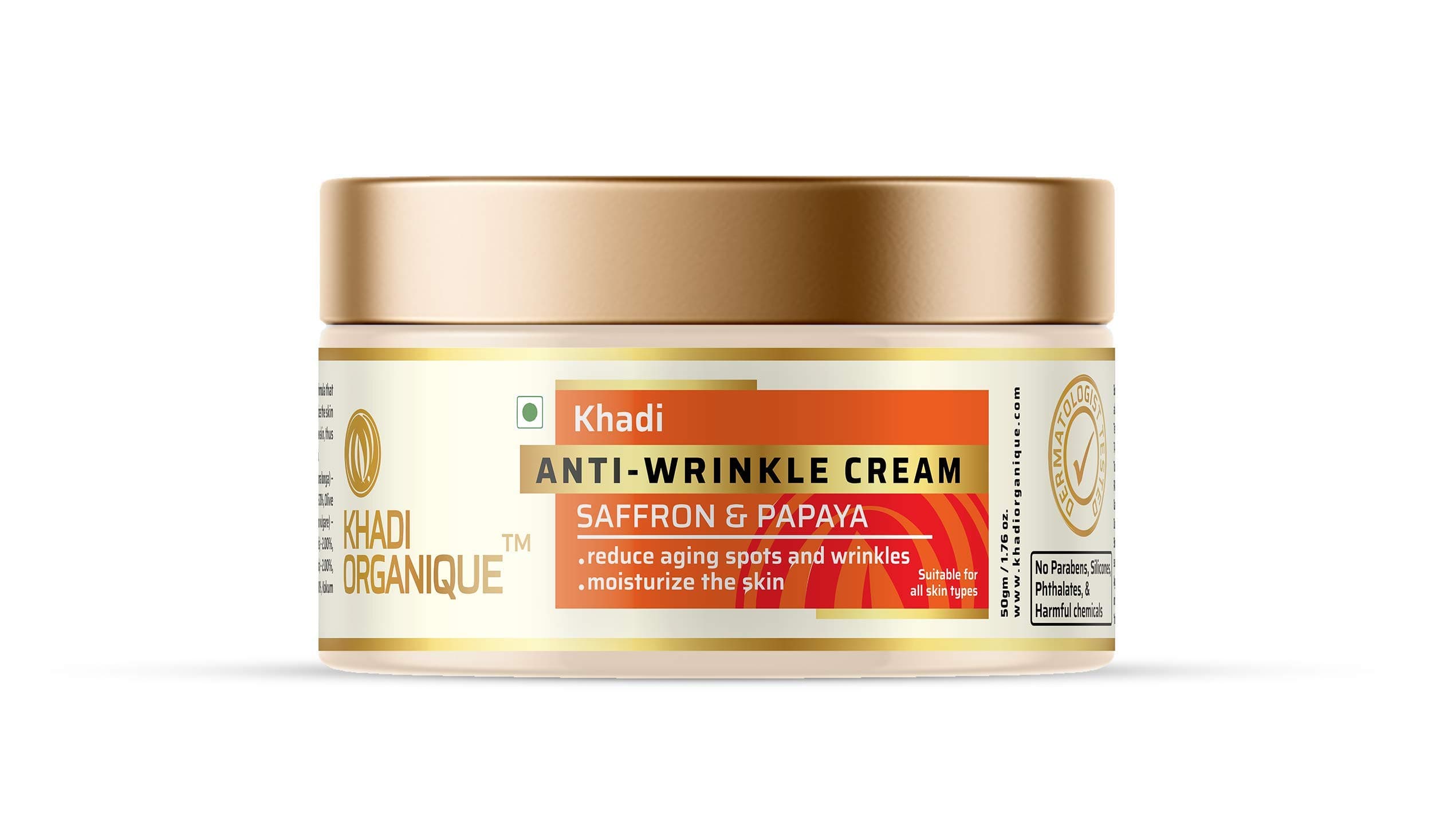 Khadi Organique Saffron Papaya Anti Wrinkle Cream, 50 g