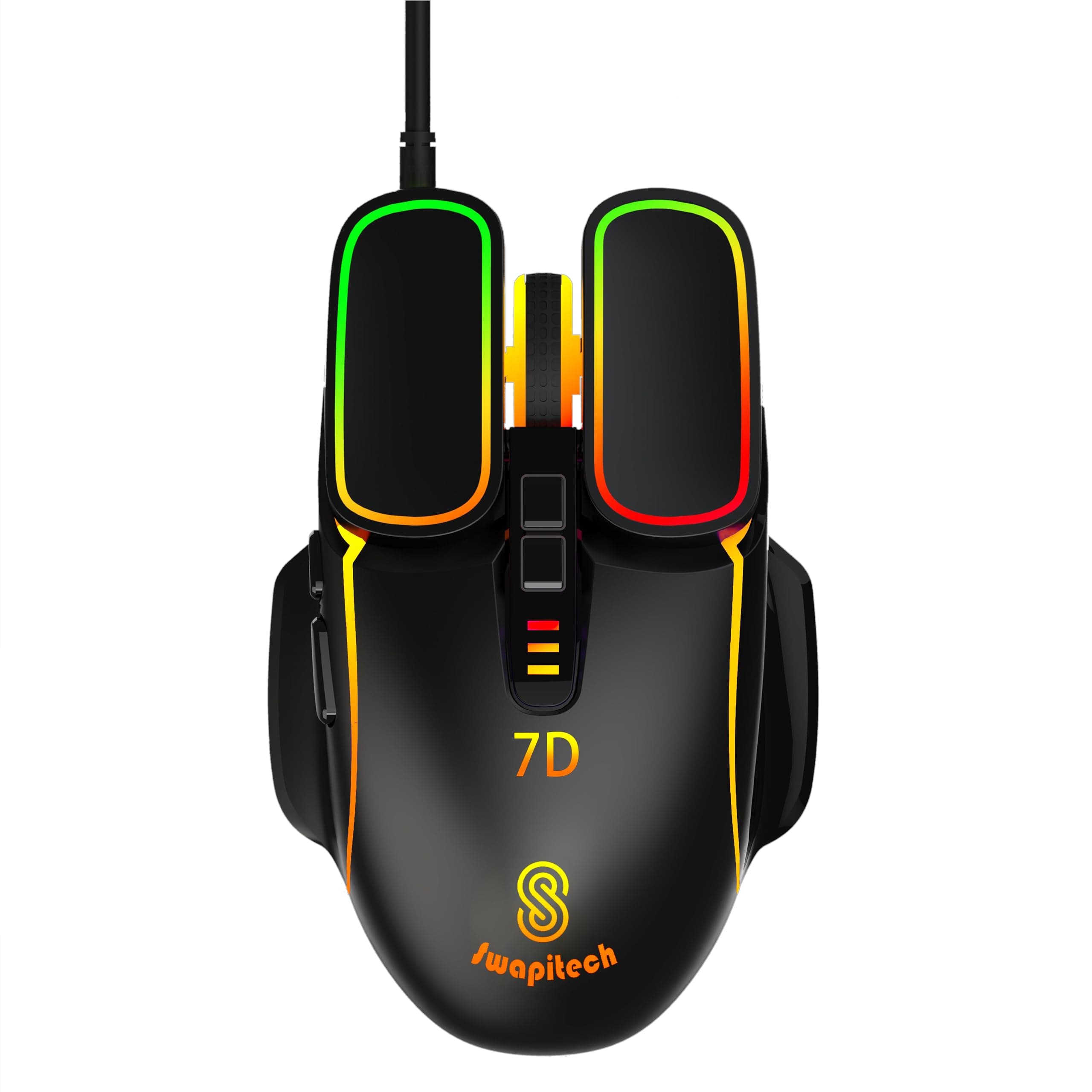 SWAPITECH Fighter with 8800 DPI Gaming Sensor and 7 Programmable Buttons | RGB Wired Gaming Mouse with Ultra-Responsive 7000fps | 4 Color Breathing Lights | Advance Windows Software | USB 2.0