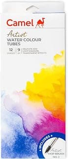 Camel Artist Watercolor Tube - 12 Shades (9ML Each) | Vibrant Pigments for Rich Colors | Quick-Drying & Easy Blending | Perfect for Portraits, Landscapes & Florals