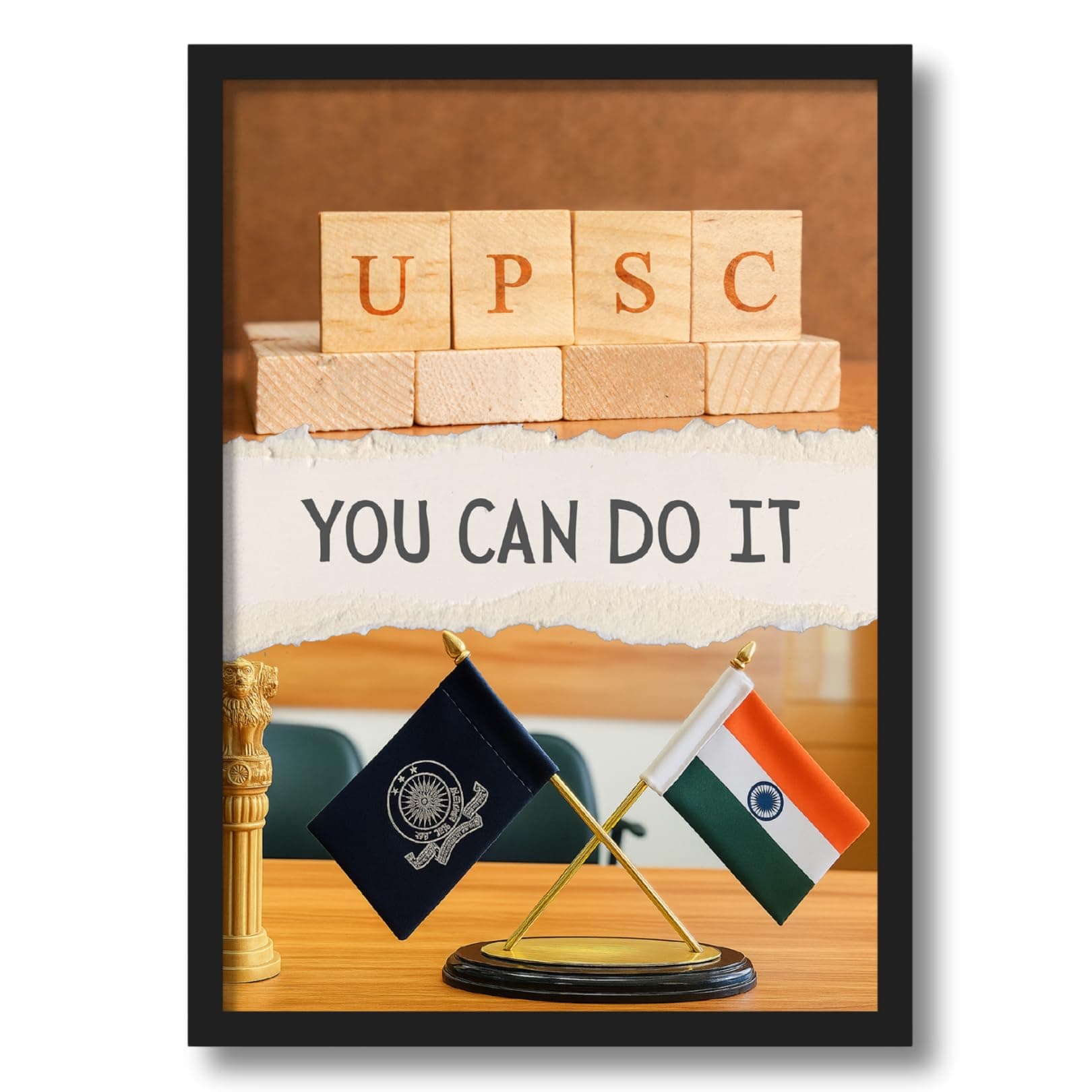 ArtAction You Can Do It UPSC Wall Frame | Motivational Poster for Study Room & Office | A4 Size | Inspirational Wall Frame Gift for UPSC Aspirants & Students