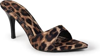 SHEYEL Women's Leopard Print Stiletto Heels | Stylish Open Toe Slip-On Sandals | 3.5 inches Heels