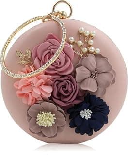 INOVERA (LABEL) Inovera Women's Floral Evening Clutch Ladies Party Wedding Round Purse Bag