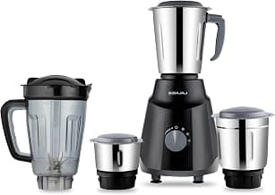 Bajaj Rex Ninja Series 4 Jar 500W Mixer Grinder | DuraCut Blades | 2-In-1 Function Blade In Dry Jar | 2 Yrs Warranty 【Black/Grey】