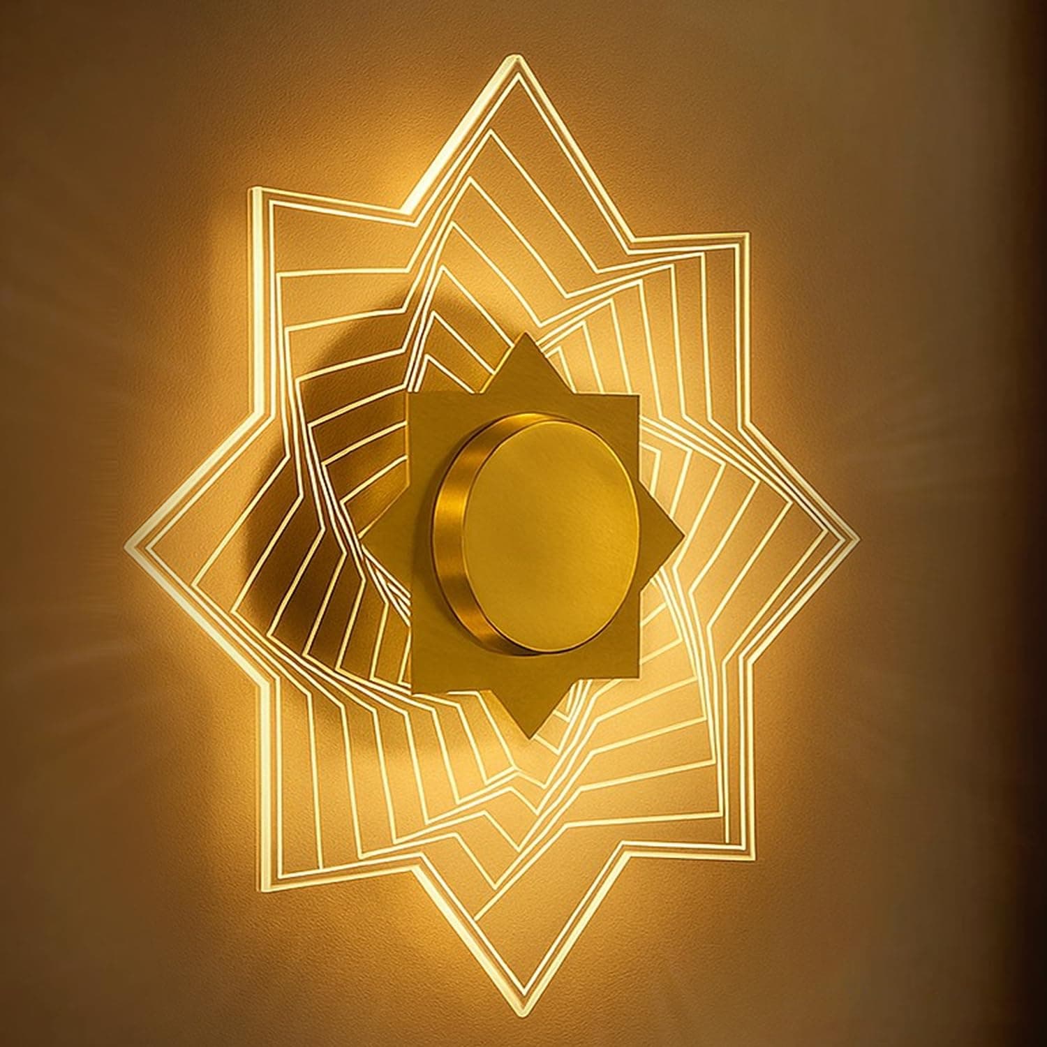 Lamp master Star Wall & Ceiling Light | 3-in-1 Color Changing LED | Antique Gold Finish | Modern Decorative Wall Lamp for Bedroom, Living Room, Kids Room, Hallway & Home Décor Lighting