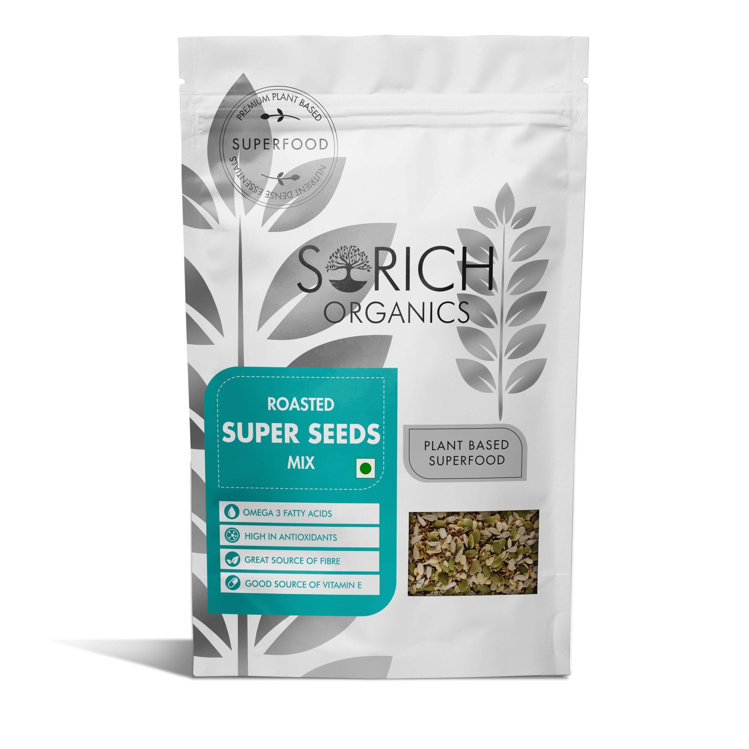 Sorich Organics Roasted Super Seed Mix 400gm | Seed Mix for Eating | Mixed Seeds, Hair Growth | High Protein Healthy Snacks | Diet Food | Vegan | Gluten Free