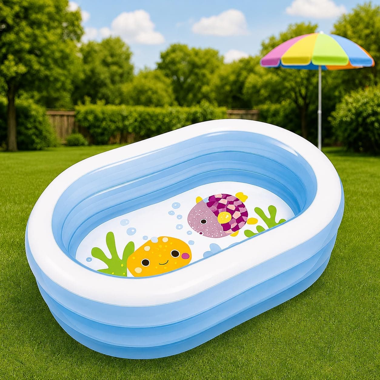 Toyshine 5.3ft Inflatable Swimming Pool for Kids & Family | 162 x 106 x 45 cm | Thick Durable PVC Outdoor Backyard Garden Water Pool for Summer Fun | Easy to Inflate & Store