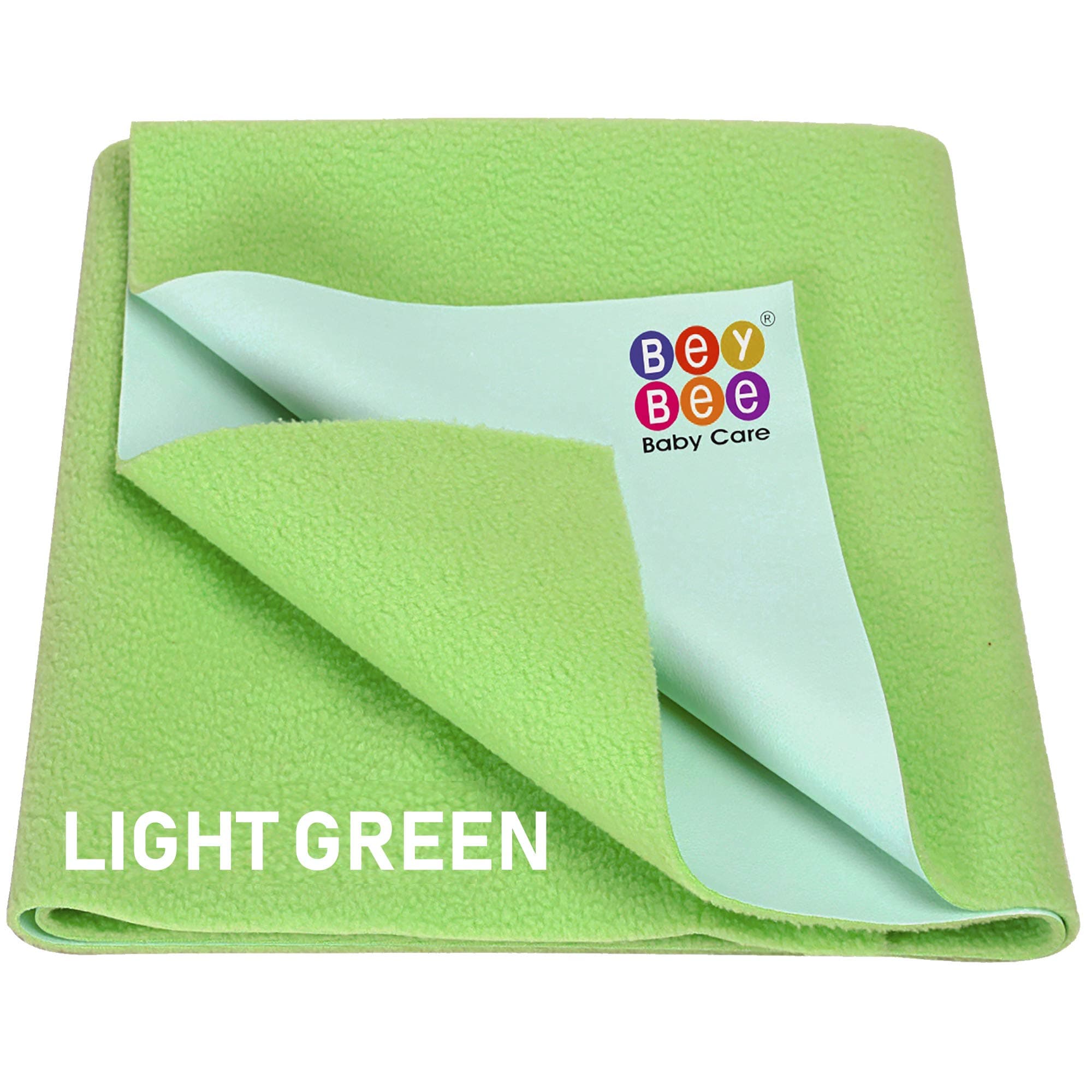 BeyBee Waterproof Quick Dry Sheet for Baby| Bed Pad Anti-Piling Fleece Extra Absorbent Washable Matress Protector| Baby Bed Protector Sheet for Toddler Children, Small Size, 50x70cm, Light Green