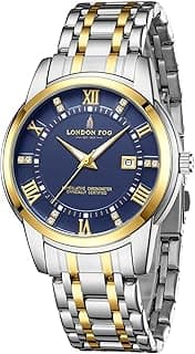 London Fog Regent Collection Analog Quartz Watch for Men with Round Dial and Stainless Steel Strap, Metal Case, Date Display, Luminous Hands & Hour Markers, Water Resistant