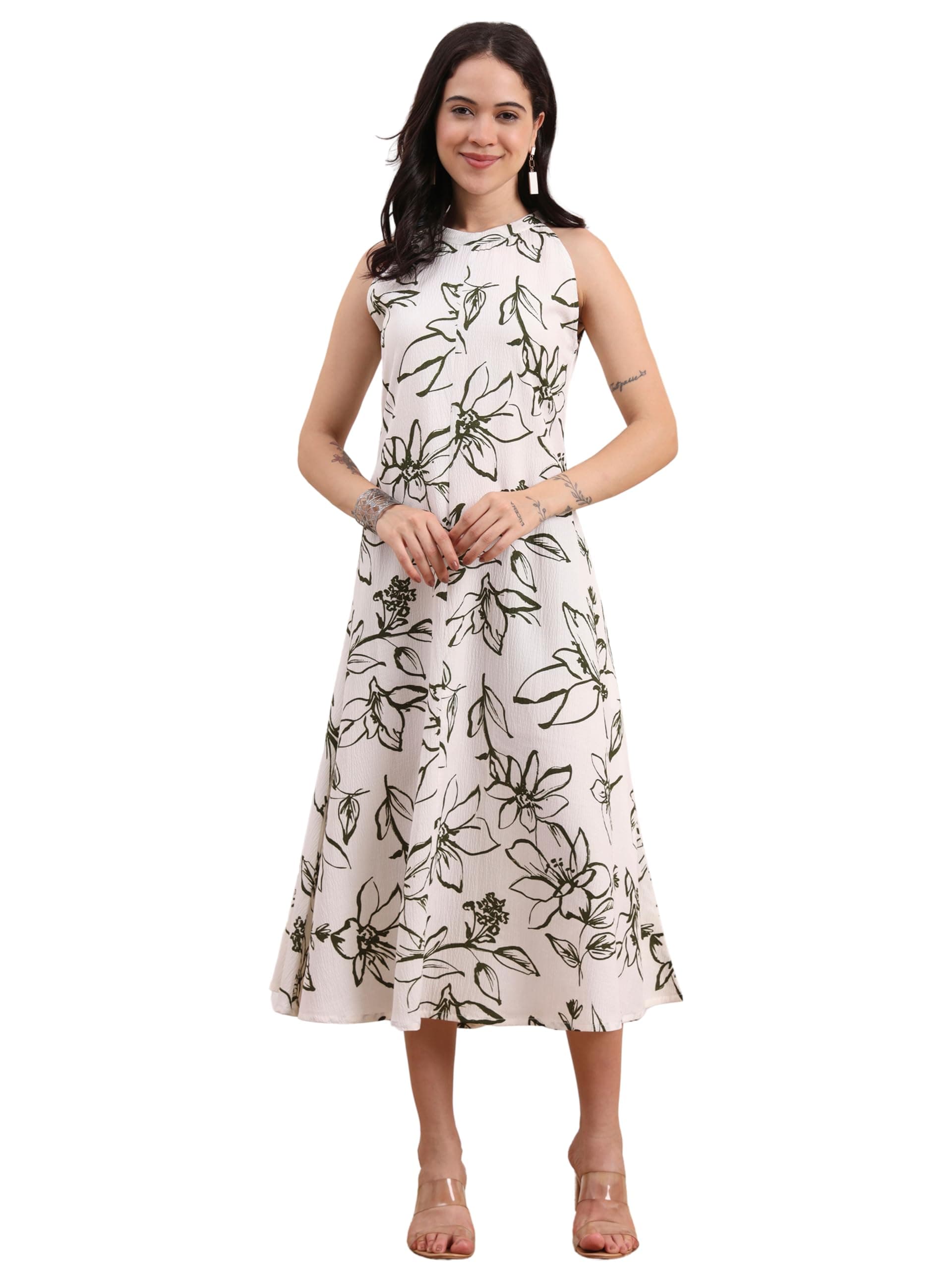 Yash Gallery Women’s Printed Dress | Elegant Sleeveless Short Dress for Western Casual Comfortable Everyday Wear Outfit for Women
