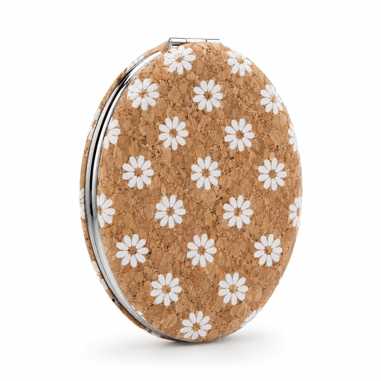 MARSYLEC Floral Cork Compact Mirror for Women | Portable Pocket Makeup Mirror with Dual Mirror | Travel Friendly Folding Vanity Mirror for Purse & Handbag