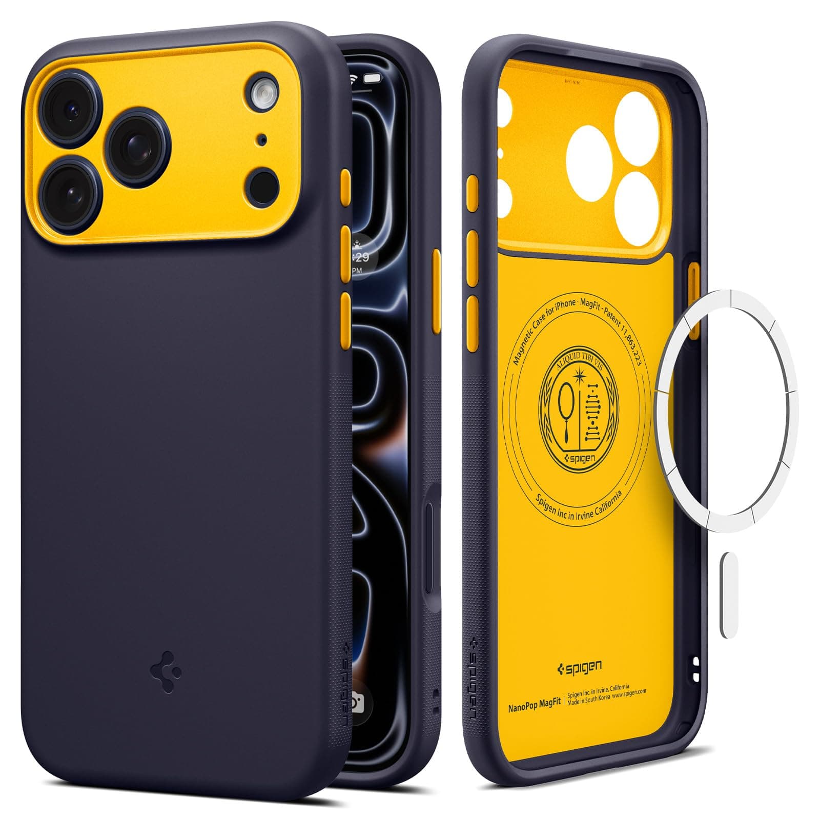 Spigen Nano Pop MagFit Back Cover Case for iPhone 17 Pro, MagSafe Compatible, Bold Two-Tone Design - TPU | Blueberry Navy