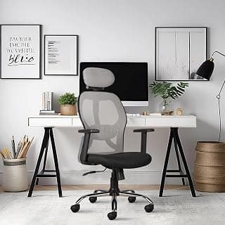CELLBELL C100 Tauras Mesh High Back Home & Office Chair/Study/Revolving/Desk Chair for Work from Home Metal Base Seat Height Adjustable Armrest, with 3 Years of Warranty Black (Grey)