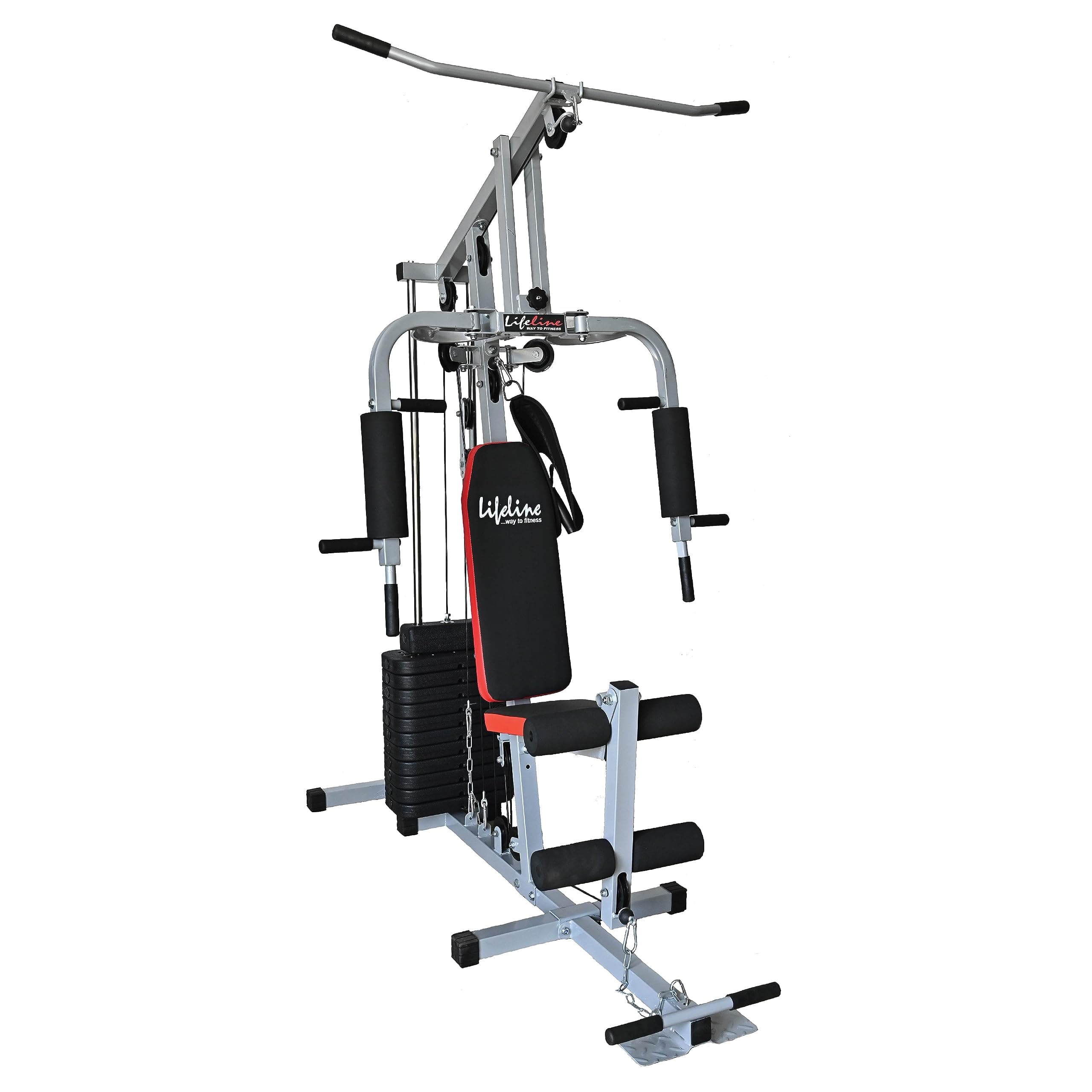 Life Line Fitness Multi Home Gym Multiple Muscle Workout Exercise Machine Chest Biceps Shoulder Back Triceps Legs for Men at Home, 72kg Weight Stack, Made in India (HG-009 (with Installation))