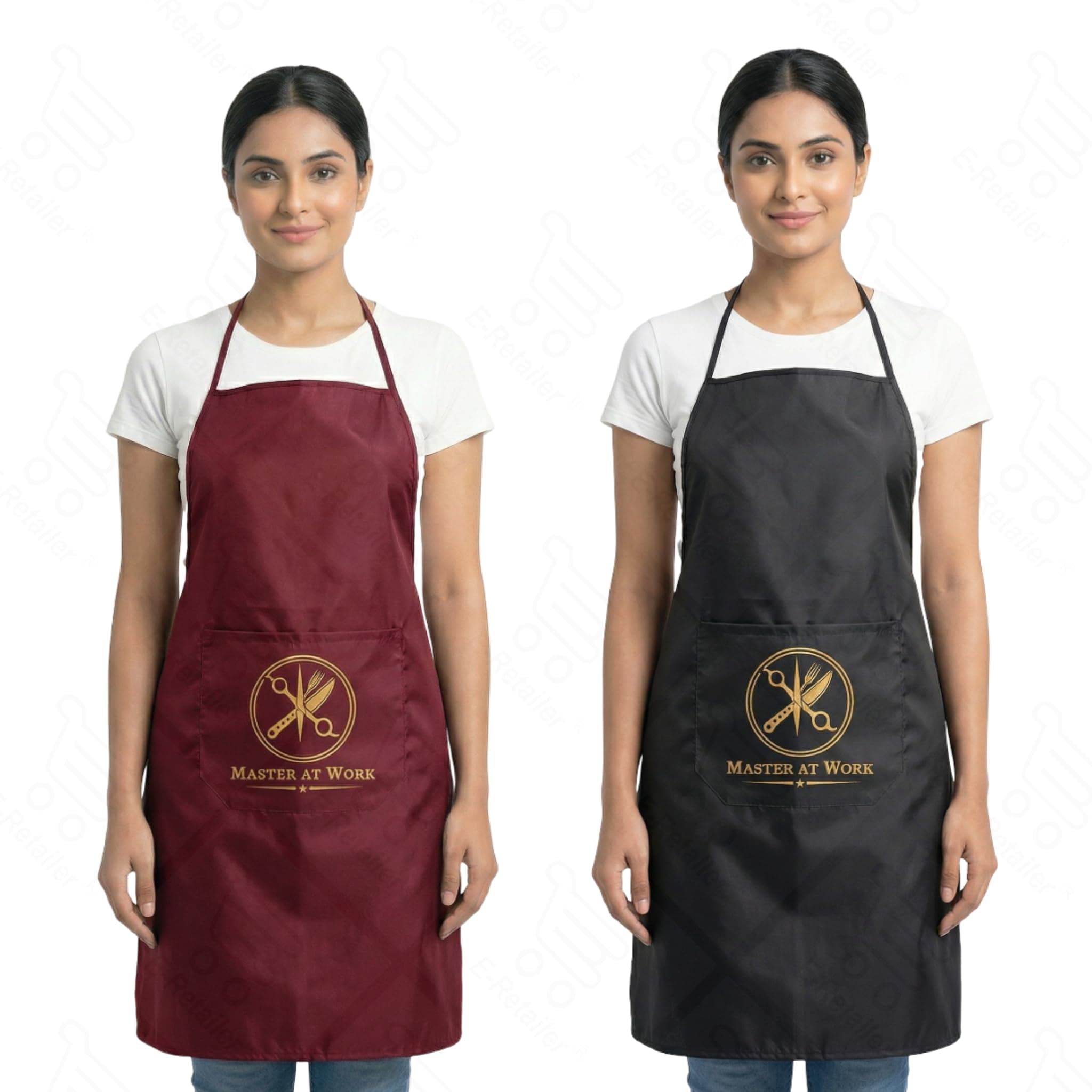 E-Retailer Waterproof Kitchen Apron for Men & Women |Premium Fabric with Front Pocket | Oil Stain Resistant Cooking Apron for Kitchen Salon Cafe Restaurant Baking | Universal Fit