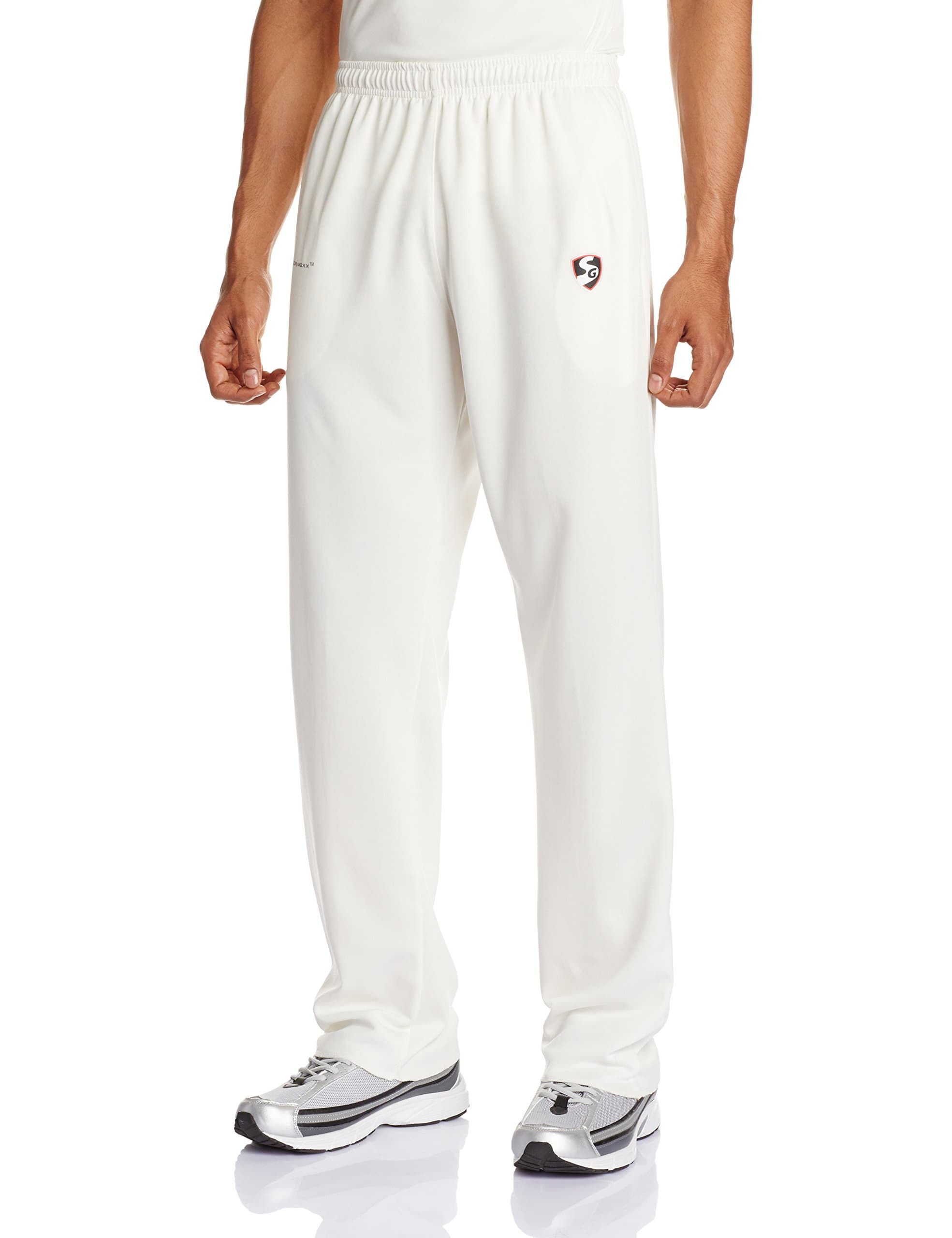 SG Club Cricket Trouser | Color: White | Size: Medium | Material: Polyester | For Men & Boys | Lightweight Material | Moisture Management | Drimaxx Technology | Dry and Comfortable