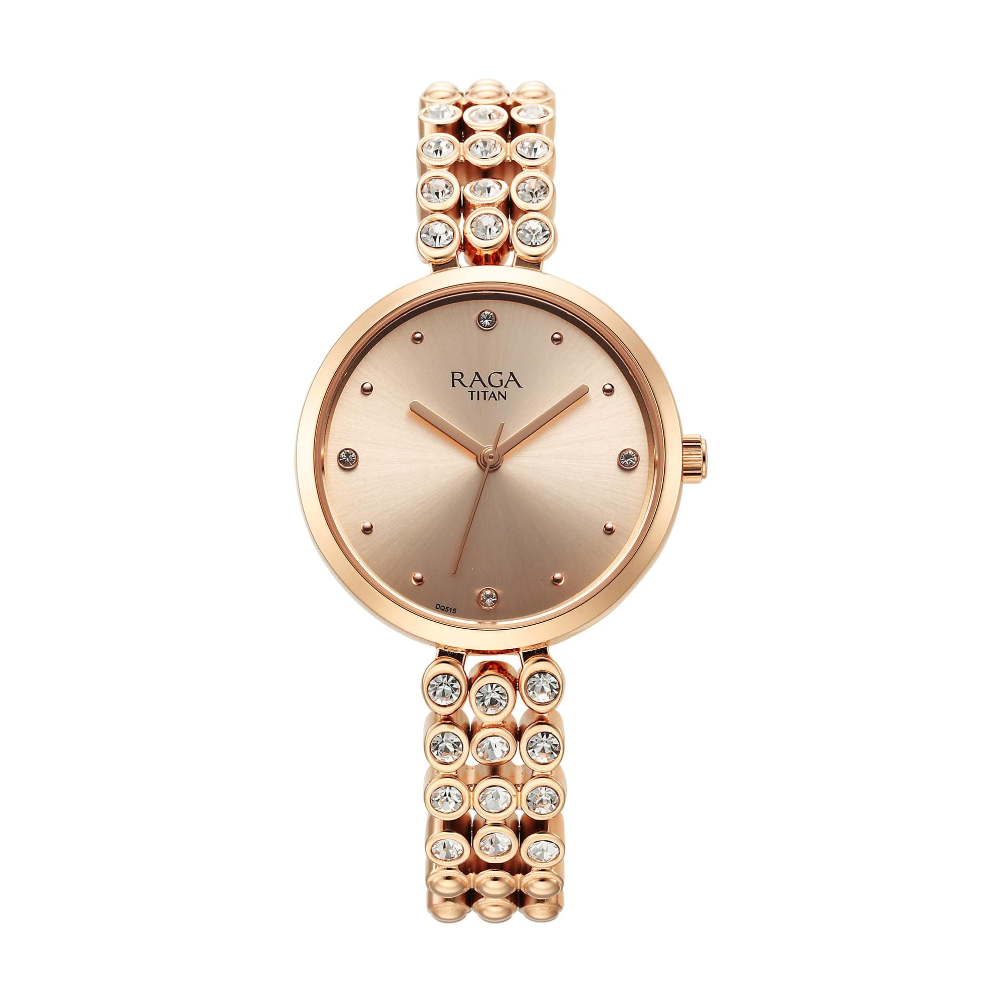 Titan Raga Showstopper Quartz Analog Rose Gold Dial Rose Gold Metal Strap Watch for Women - NT95262WM01
