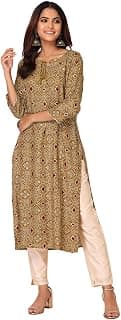 Indya Women's Viscose Regular Fit Ethnic Kurta