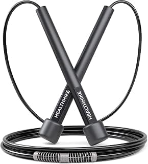 Skipping Rope for Men & Women, Adjustable PVC Jumping Rope for Workout, Weight Loss Exercise, Gym, and Fitness Training, Tangle Free Rassi, Lightweight, Soft Sponge Handle - Pencil Black