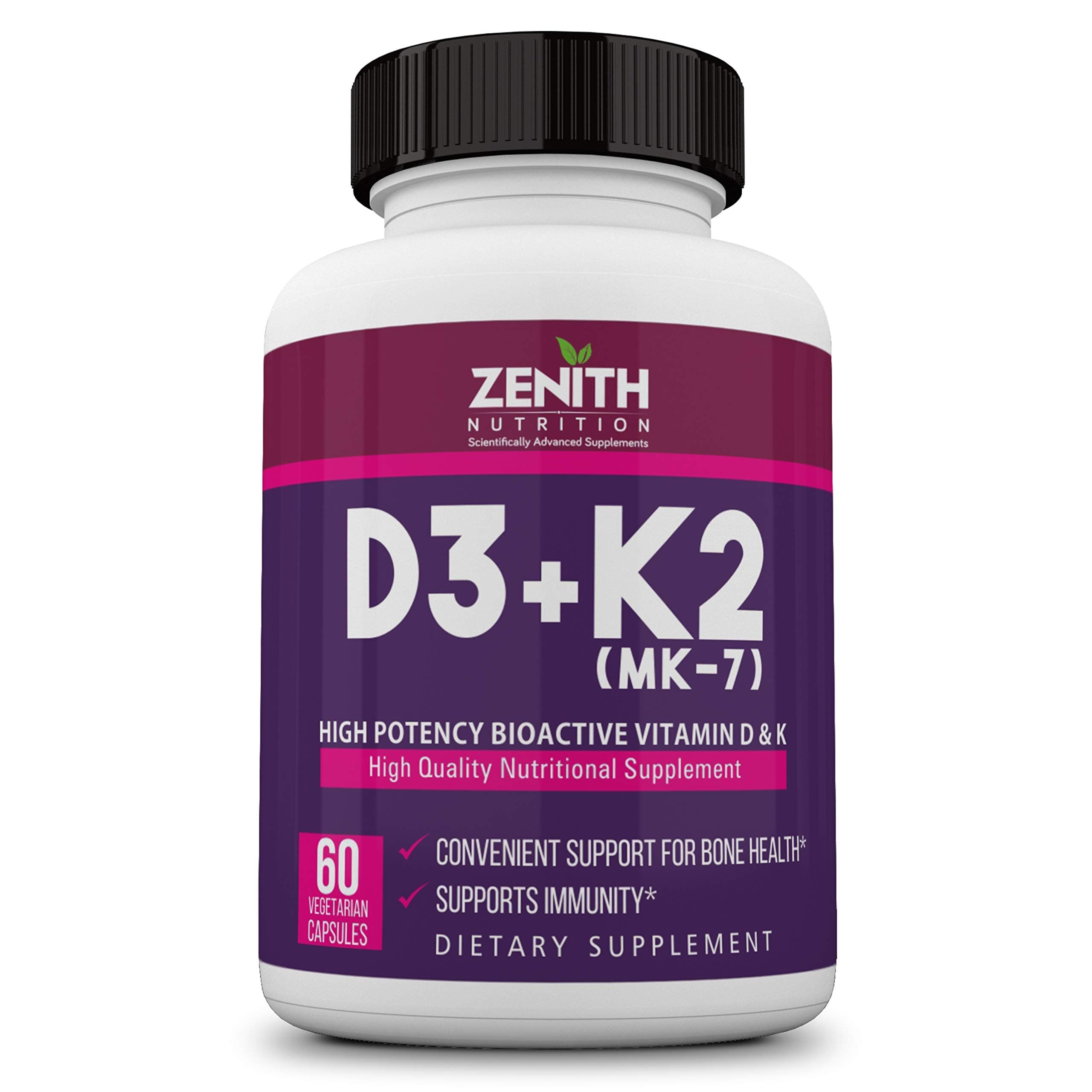 Zenith Nutrition Vitamin D3 & K2 60 Veg caps | Bone Health | Boosts Immunity
