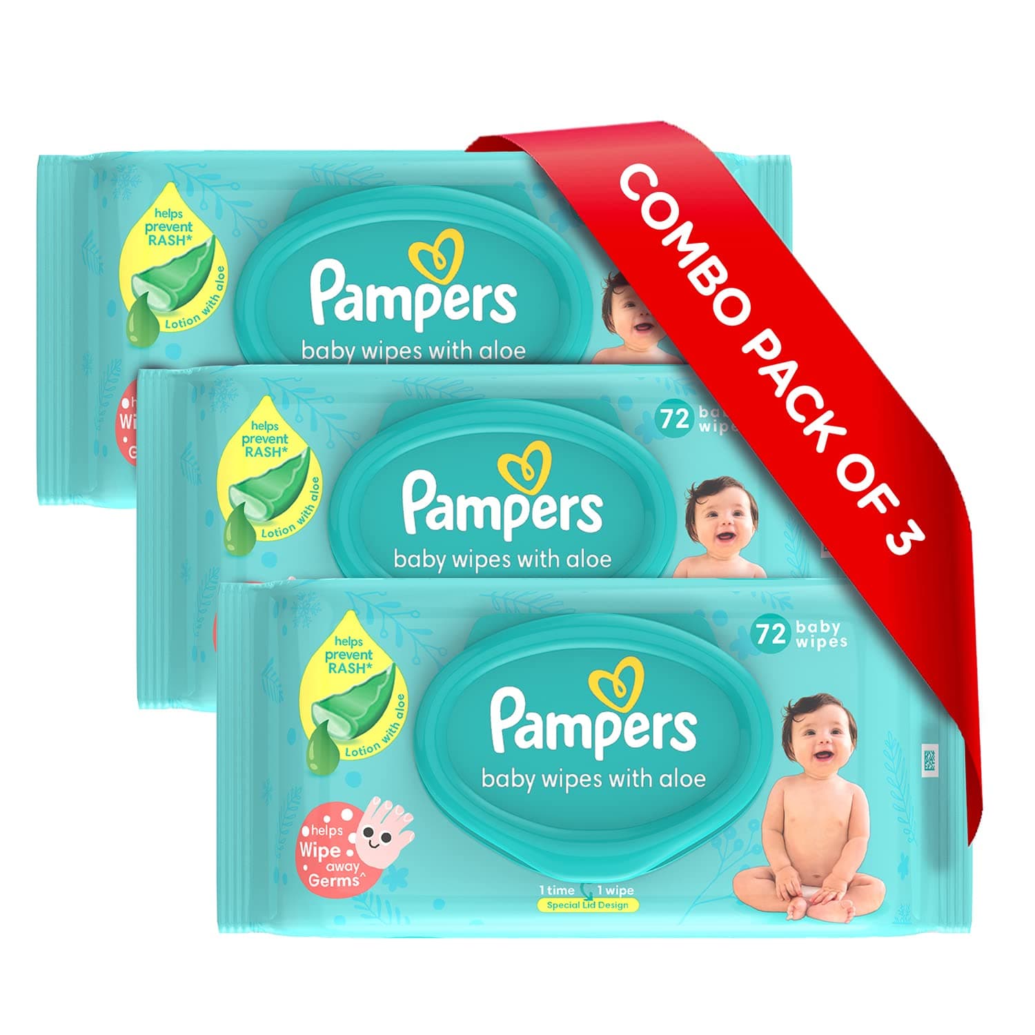 Pampers Baby Gentle Wet Wipes with Lid 216 Count (72 X Pack of 3) | with Aloe Vera and Vitamin E | 97% Pure Water | Paraben free | Combo Pack