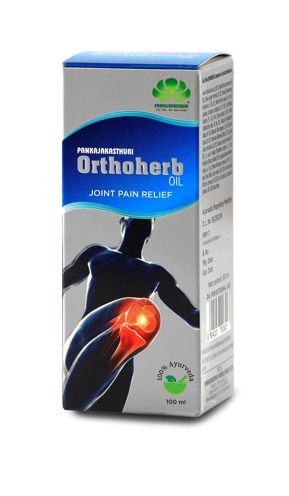 Pankajakasthuri Orthoherb Oil Ayurvedic Pain Relief from Joint, Muscle, Back Pain, Sprains, Sports injuries reducing Inflammation and Sciatica - 100ml (Pack of 2)