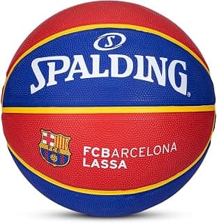 Spalding Euro Barcelona Professional Match Ball for Indoor/Outdoor Play Rubber Moulded Basketball for Men Women Youth (Color: Red-Blue) Size-7