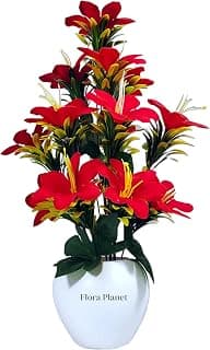 Flora Planet Artificial Plants for Home Decor & Office Decoration 1 Big Size Artificial Flowers Pot with vase, Artificial Flowers for Decoration (34cm Height),Plastic,Multicolor