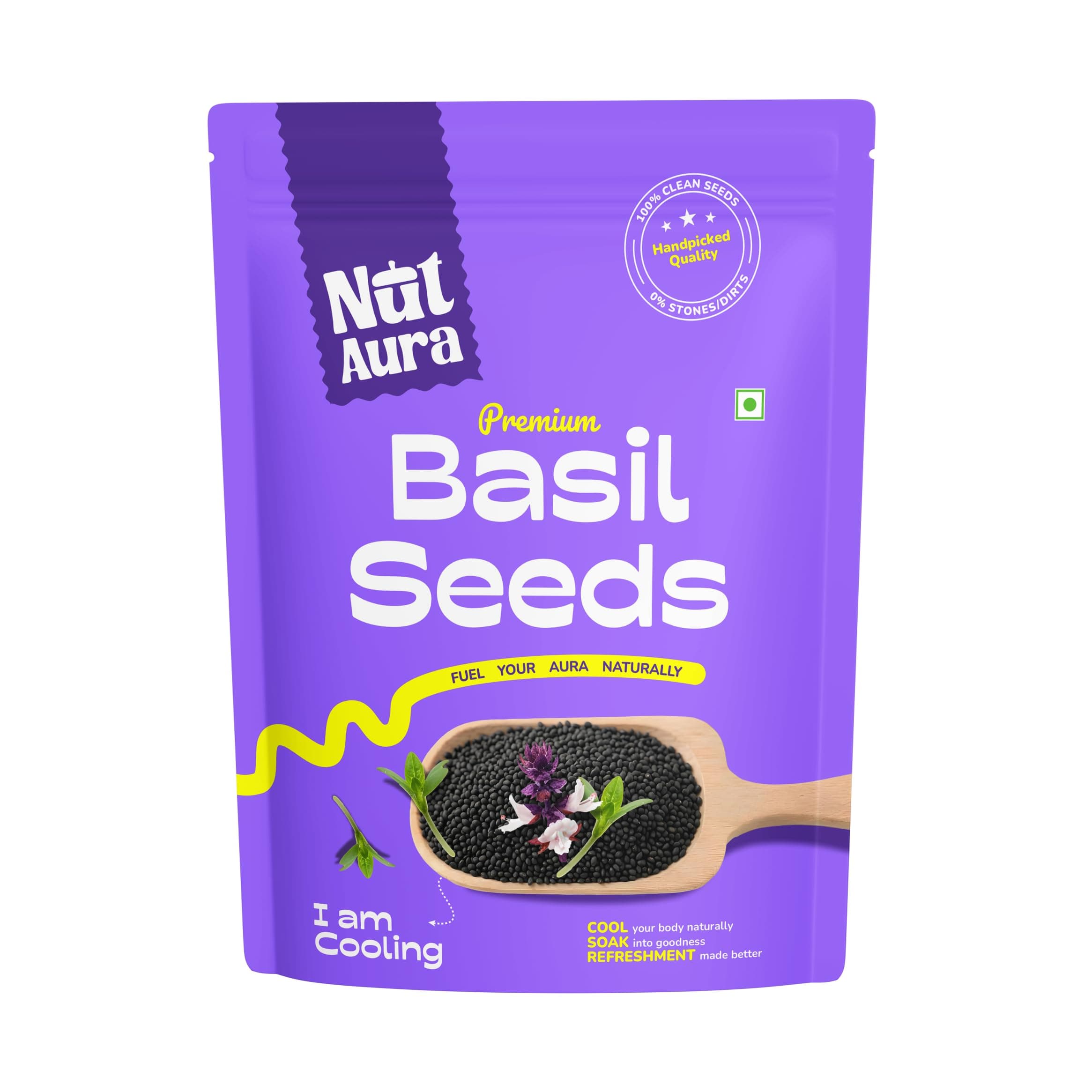 Nut Aura Basil Seeds 200g, Sabja Seeds Rich in Omega-3 & Fiber, Natural Superfood for Hydration, Weight Management, Smoothies & Falooda