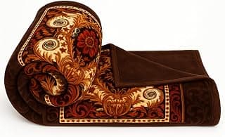 BSB HOME Super Soft Cloudy Printed Double Bed Blanket for Heavy Winter, Single Ply Mink Blanket King Size with 220 x 230 Cm – 2.5 Kg (Multicolour Dark Brown and Beige, Pack of 1)