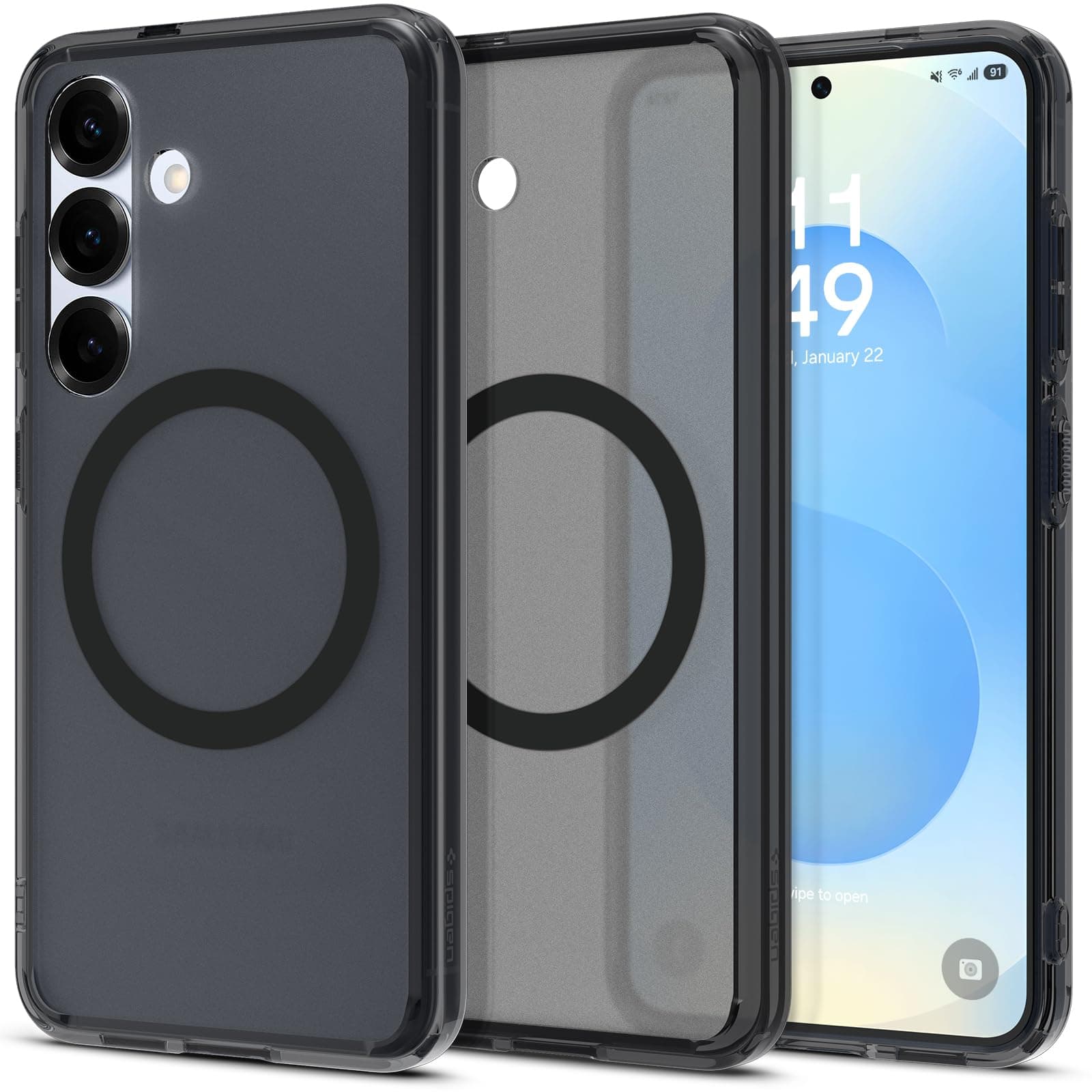 Spigen Ultra Hybrid MagFit | Samsung Galaxy S25 Case [WPC Qi2 Certified] [MagSafe] [Semi Transparent] Galaxy S25 Back Cover | TPU+PC - Frost Black