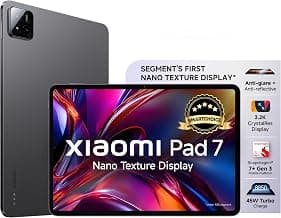 XIAOMI Pad 7 Nano Texture Display [Smartchoice] | Snapdragon 7+ Gen 3| 3.2K Display (28.44 cm /11.2") Tablet| 12GB, 256GB| Anti-Reflective| Anti-Glare| HyperOS 2| Dolby Vision Atmos | Graphite Grey