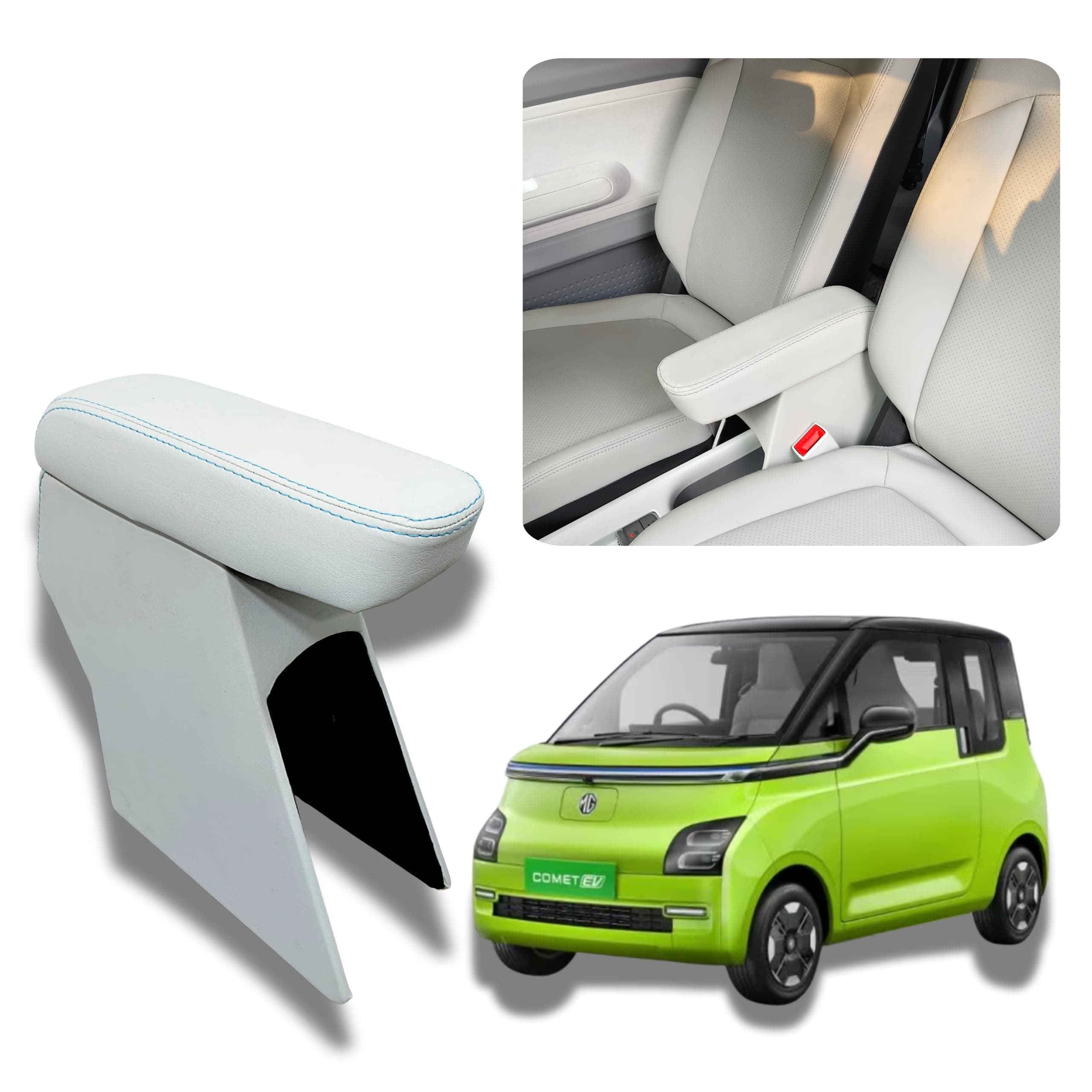 PABLA High-End Car Center Armrest with Spacious Storage Compartment compatible with MG Comet EV (Space Grey Color) Premium Comfort Padding, Durable Build, Easy Installation, Perfect Fit Design