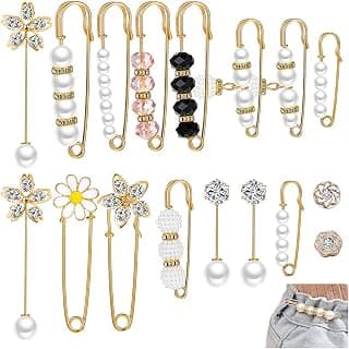 SANNIDHI Pearl Brooch Safety Pins for Women and Girls