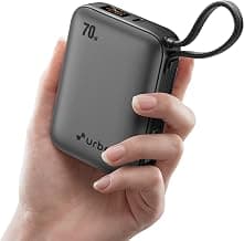 URBN 20000mAh 70W Smallest Rapid Charging Nano Zap Power Bank with Inbuilt USB-C Cable | PD, QC & PPS Compatible | Dual Output Compact Power Bank for Laptop, Smartphone & Tablet