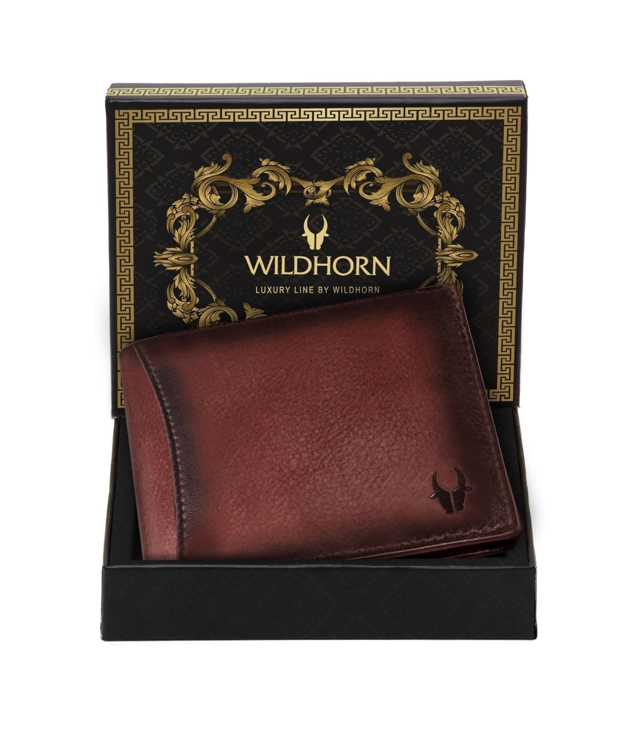 WildHorn Leather Wallet For Men I 9 Card Slots I 2 Currency & 2 Secret Compartments I 1 Zipper & 3 Id Card Slots (Crackle), Brown