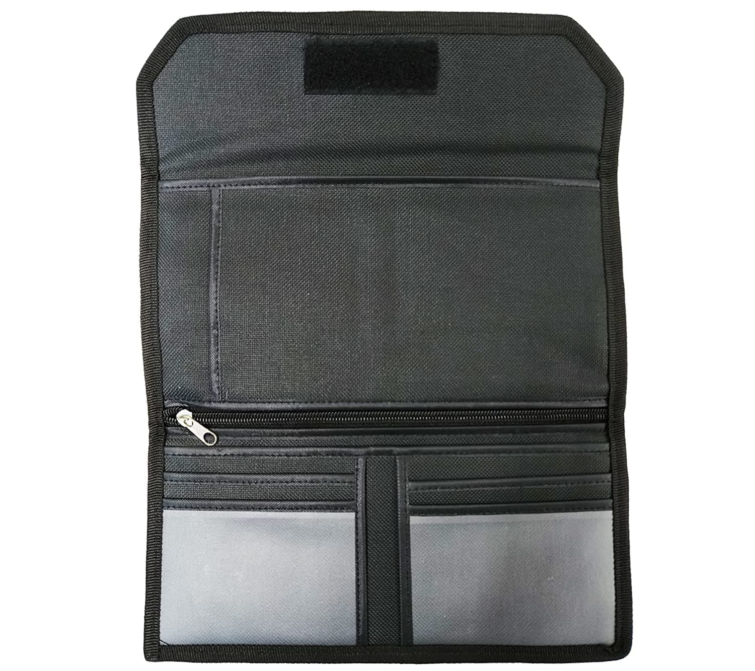XUUG Matt Black Multiple Cheque Book Holder | Original Nylon Holds Upto 8 Cheque Books, Locker Key, Photo Slots, Credit/Debit Card Slots with Zipper.