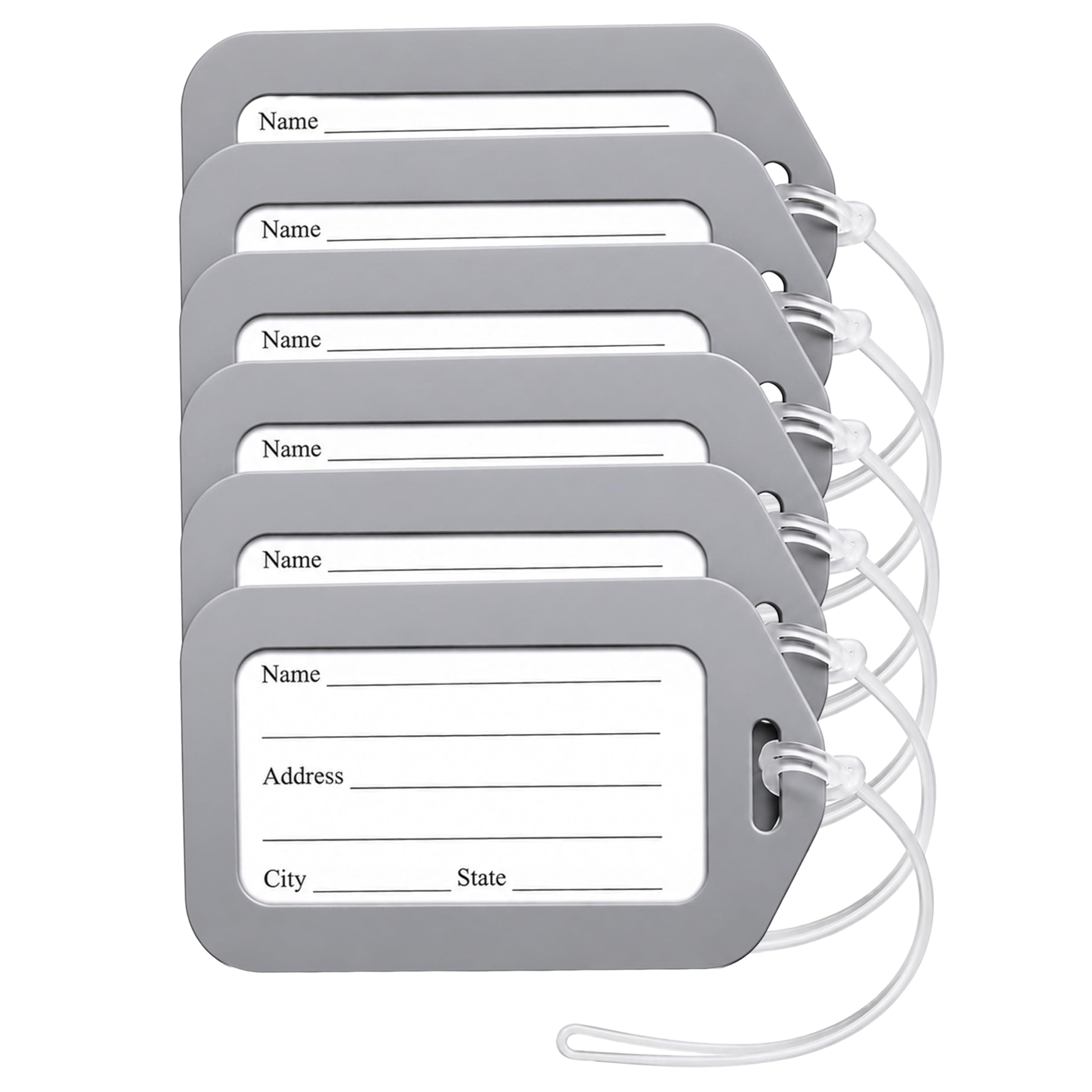 Storite 6 Pack Luggage Tags with Silicon Strap (Grey) | Smart Tags For Travel Suitcases Bags & Easily Identification of Bags