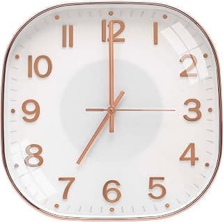 TEKCOOL Plastic Analogue Wall Clock 12" Silent Quartz Decorative Latest Wall Clock Non-Ticking Classic Clock Battery Operated Round Easy to Read for Room/Home/Kitchen/Bedrom/Office/School.Rose White''