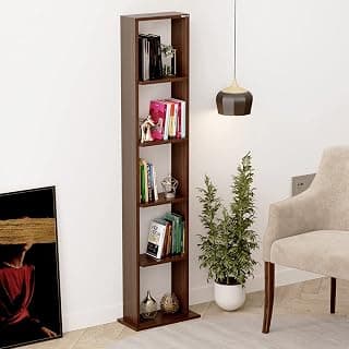 BLUEWUD Walten Engineered Wood Bookshelf Cabinet Book Rack Organizer with Shelves for Décor Display, wall Mount Floor Standing for Home Library (Wenge)