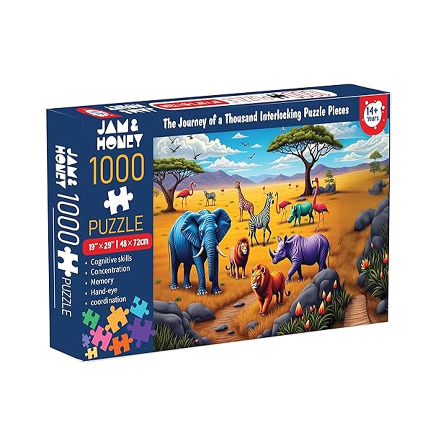 Amazon Brand – Jam & Honey 1000 Piece Animal Puzzle for Teens & Adults | 14+ Years | Animal Theme | Long Puzzle