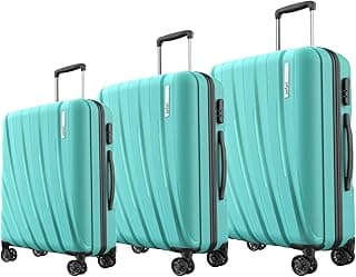 Safari Cairo 8 Wheels, 5 Years Warranty (Cabin & Check-in) Polyproplyene Trolley Spinner Luggage Set of 3, 55Cm, 66Cm & 75Cm, Small, Medium, Large (Cyan)