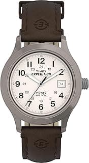 TIMEX Men's T40051 Expedition Metal Field Brown Leather Strap Watch