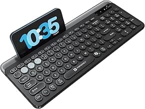 Portronics Bubble 3.0 Wireless Keyboard with Bluetooth + 2.4 GHz USB Receiver, Rechargeable Battery, Dual Height Adjustment, Multimedia Hotkeys with Numpad, for Laptop, PC, Smartphone, Tablet(Black)