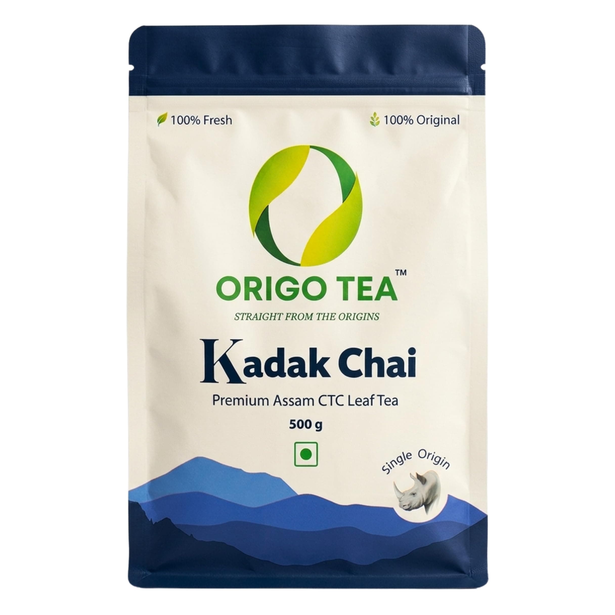 Origo Tea Kadak Chai | Single-Origin Assam CTC Black Tea | Estate-Grown | Strong Milk Chai | 100% Pure & Unblended | 500 g