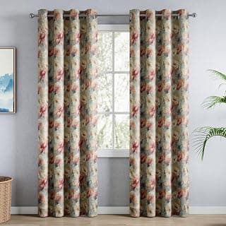 haus & kinder Blackout Door Curtains 7 Feet Long Pack of 2 Door Curtains, 7 Feet Curtains for Door, 100% Room Darkening (Floral Canvas, 114x213 CM)